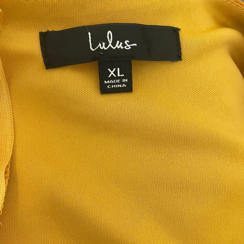 Lulus Midi Dress Women's XL Yellow Floral Print After Bloom Delight Button Front - Picture 15 of 15